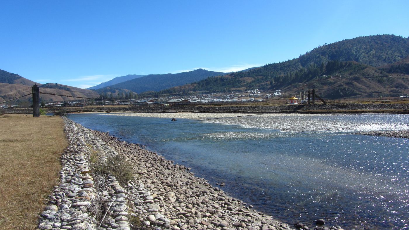The Siyom river flowing through the wide Mechuka valley